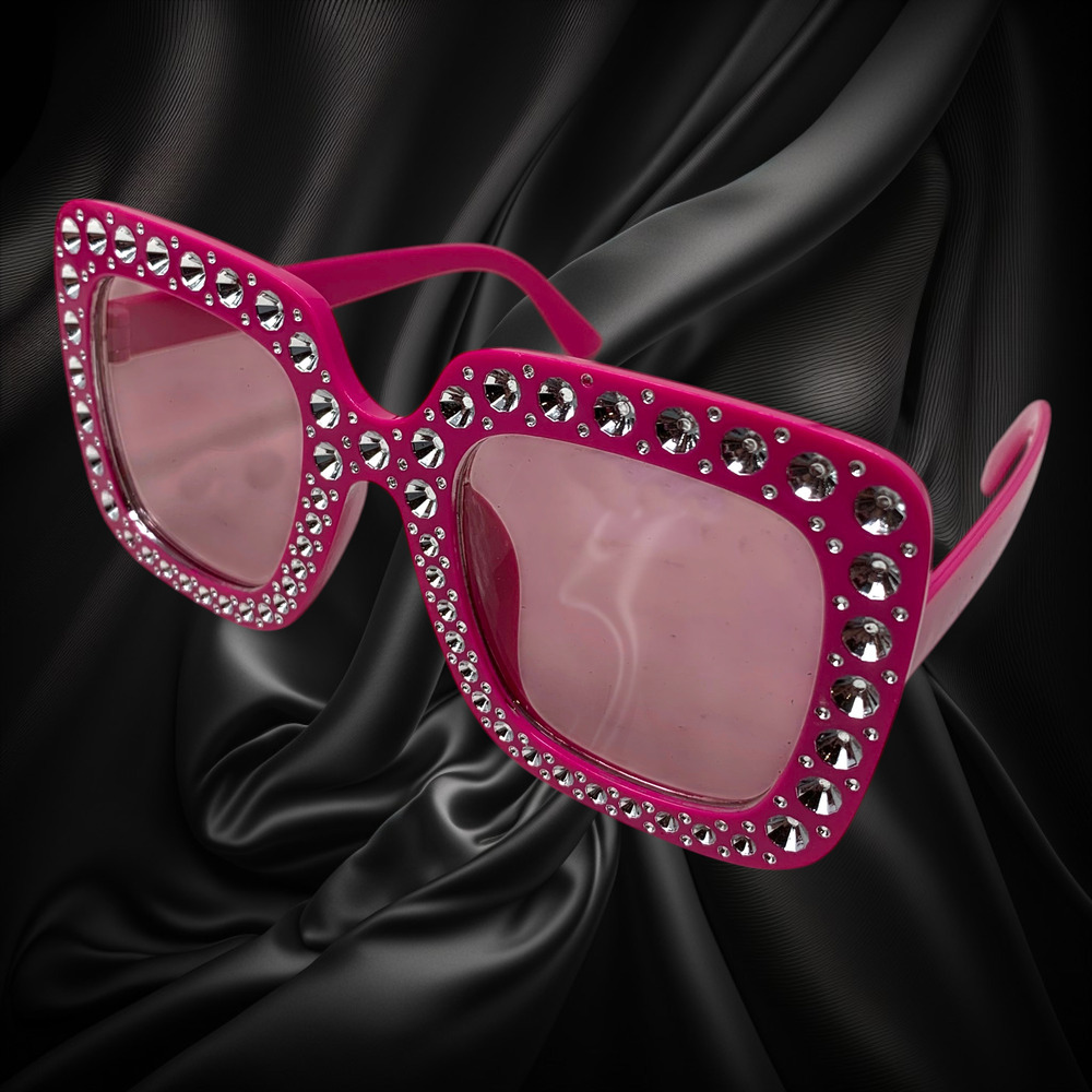 Vintage Y2K Hot Pink Oversized Sunglasses Maximalist Diva Costume Barbiecore - Picture 3 of 4